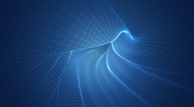 3d çokgen ağ, bükülmeler, dalgalar ve akışların mavi vektör arkaplanı