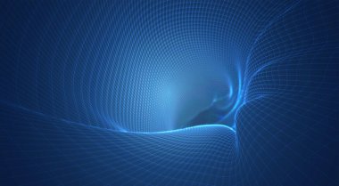 3d çokgen ağ, bükülmeler, dalgalar ve akışların mavi vektör arkaplanı