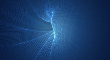 3d çokgen ağ, bükülmeler, dalgalar ve akışların mavi vektör arkaplanı