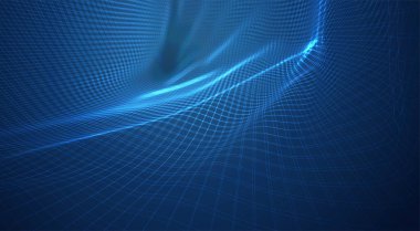 3d çokgen ağ, bükülmeler, dalgalar ve akışların mavi vektör arkaplanı