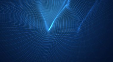 3d çokgen ağ, bükülmeler, dalgalar ve akışların mavi vektör arkaplanı