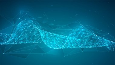 Altıgenli soyut vektör arkaplanı. Sanal dünyanın manzarası. 3B tasarım