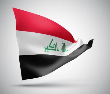 Irak, dalgalı vektör bayrağı ve beyaz arka planda rüzgarda sallanan virajlar