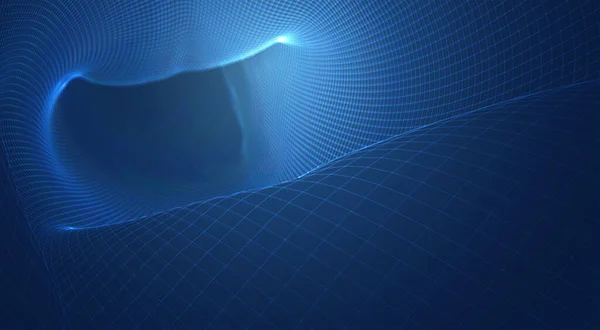 3D多边形网 弯曲波和流的矢量蓝色背景 — 图库矢量图片