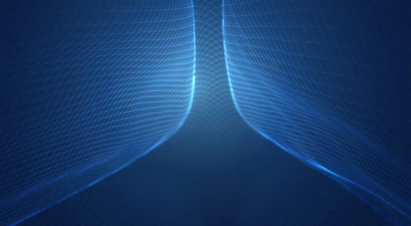 Векторный Синий Фон Трехмерной Полигональной Сетки Изгибов Волн Потоков — стоковый вектор
