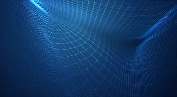 Latar Belakang Vektor Biru Dari Polygonal Mesh Bends Waves Flows - Stok Vektor