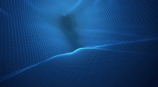 Векторний Синій Фон Полігональної Сітки Вигини Хвилі Потоки — стоковий вектор
