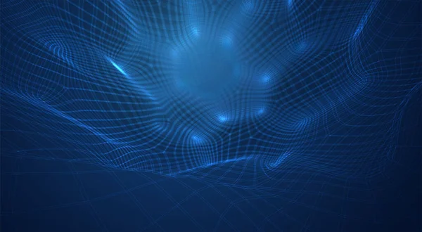 3D多边形网 弯曲波和流的矢量蓝色背景 — 图库矢量图片