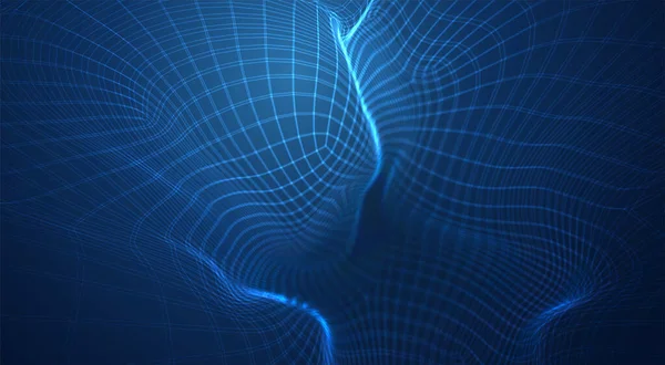 Vektor Blauer Hintergrund Aus Polygonnetzen Biegungen Wellen Und Strömungen — Stockvektor