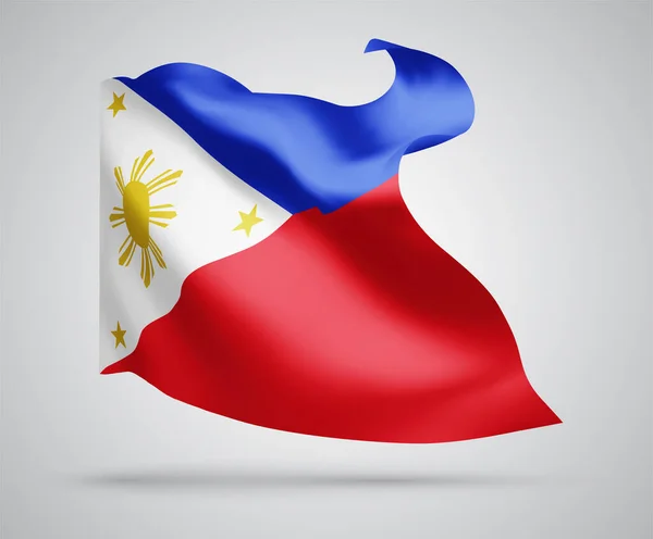 Filipinas Bandera Vectorial Con Olas Curvas Ondeando Viento Sobre Fondo — Vector de stock
