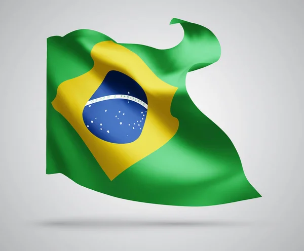 Brazylia Flaga Wektora Falami Zgięciami Machającymi Wietrze Białym Tle — Wektor stockowy