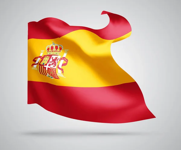 西班牙 带着波浪和弯曲的矢量旗 在白色的背景上迎风飘扬 — 图库矢量图片