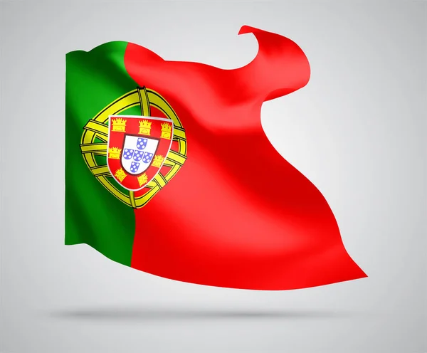 Portugal Bandera Vectorial Con Olas Curvas Ondeando Viento Sobre Fondo — Archivo Imágenes Vectoriales