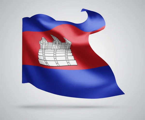 Камбоджа Векторный Флаг Волнами Изгибами Машущими Ветру Белом Фоне — стоковый вектор