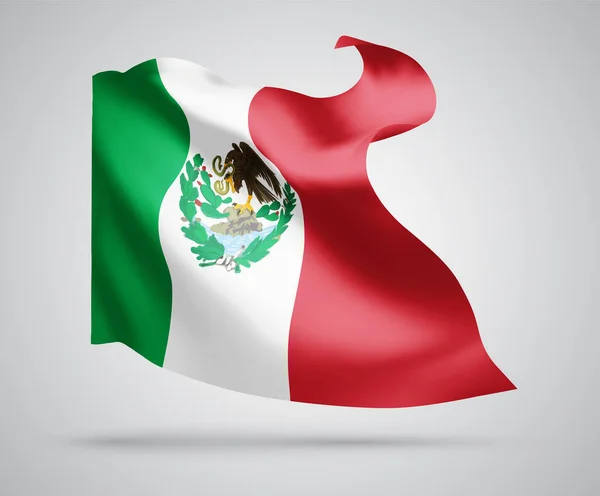 Мексика Векторный Флаг Волнами Изгибами Машущими Ветру Белом Фоне — стоковый вектор