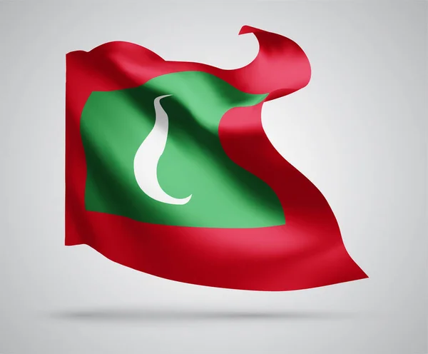 Μαλδίβες Διανυσματική Σημαία Κύματα Και Στροφές Που Κυματίζουν Στον Άνεμο — Διανυσματικό Αρχείο