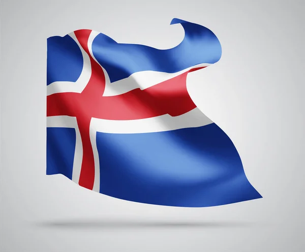 Ijsland Vectorvlag Met Golven Bochten Golvend Wind Een Witte Achtergrond — Stockvector