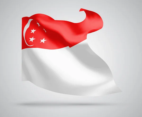 Singapour Drapeau Vectoriel Avec Des Vagues Des Courbes Agitant Dans — Image vectorielle