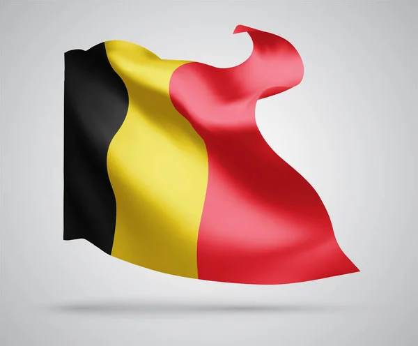 Belgium Vector Flag Waves Bends Waving Wind White Background — Stock Vector