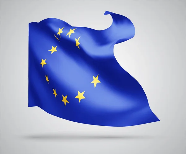 Европейский Союз Векторный Флаг Волнами Изгибами Машущими Ветру Белом Фоне — стоковый вектор