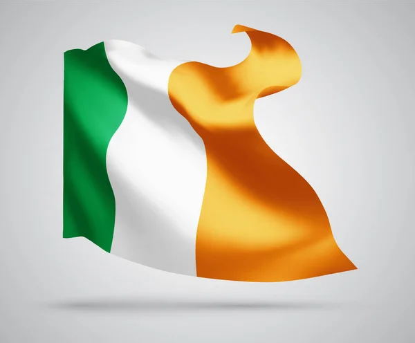 Ireland Vector Flag Waves Bends Waving Wind White Background — Stock Vector