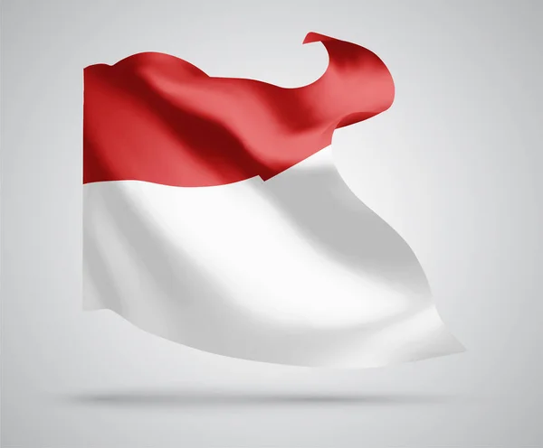 Indonesien Monaco Vektor Flagga Med Vågor Och Böjar Vinkar Vinden — Stock vektor