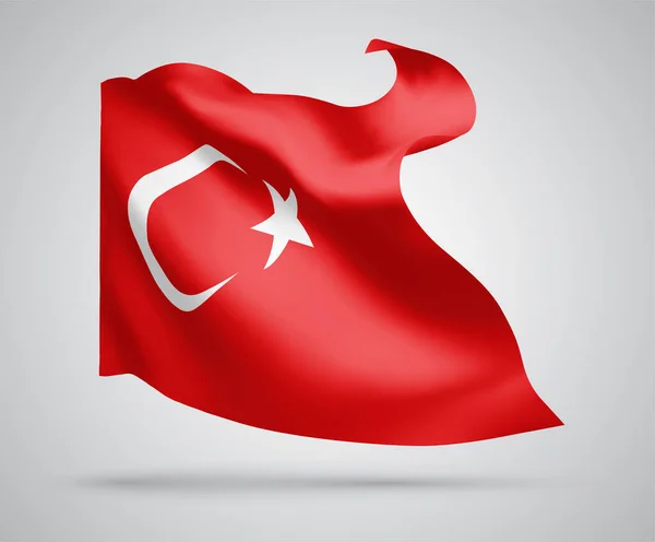 Türkiye Beyaz Zemin Üzerinde Rüzgarda Dalgalanan Dalgalı Eğimli Vektör Bayrağı — Stok Vektör