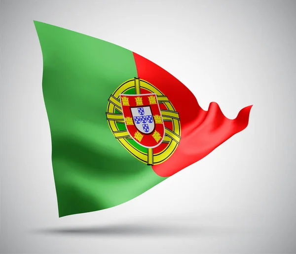 Portugal Bandeira Vetorial Com Ondas Curvas Acenando Vento Sobre Fundo — Vetor de Stock