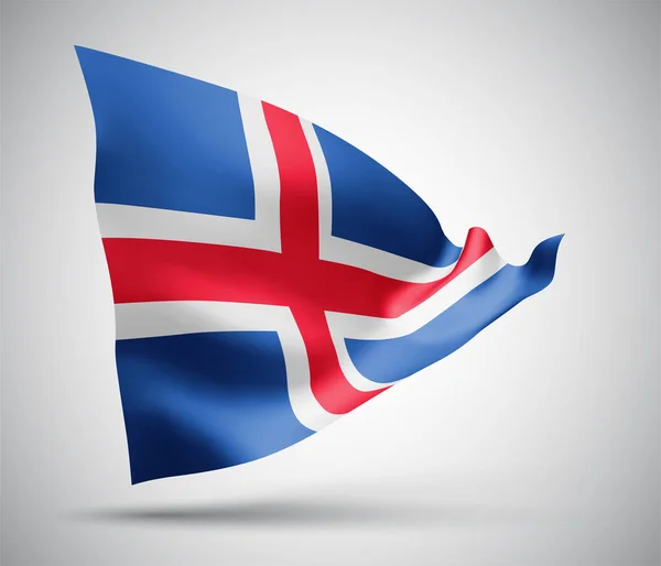 Ijsland Vectorvlag Met Golven Bochten Golvend Wind Een Witte Achtergrond — Stockvector