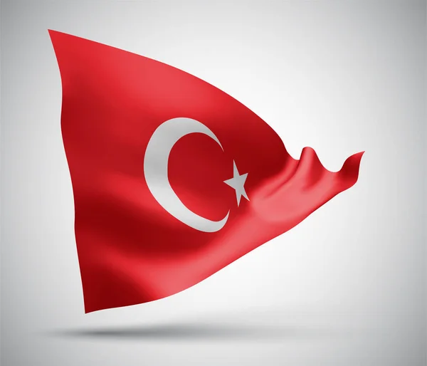 Türkiye Beyaz Zemin Üzerinde Rüzgarda Dalgalanan Dalgalı Eğimli Vektör Bayrağı — Stok Vektör