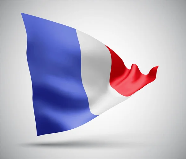 Frankrijk Vectorvlag Met Golven Bochten Wapperend Wind Een Witte Achtergrond — Stockvector