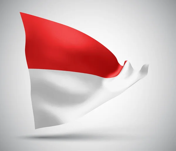 Indonesia Monako Bendera Vektor Dengan Gelombang Dan Tikungan Melambai Dalam - Stok Vektor