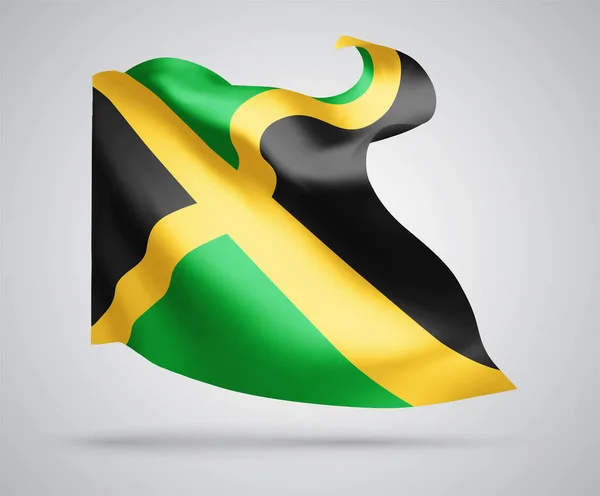 Jamaica Bandera Vectorial Con Olas Curvas Ondeando Viento Sobre Fondo Ilustración de stock