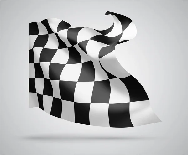 검은 색 과 흰색 체크 깃발, 흰 배경 위에 있는 3d 매시 로열티 프리 스톡 일러스트레이션