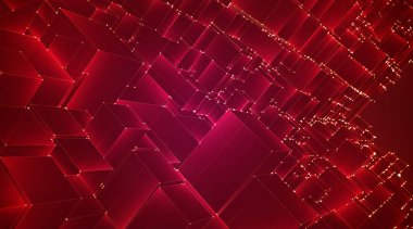 3d kare parçalarının kırmızı vektör arkaplanı