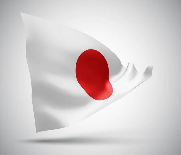 Japón Bandera Vectorial Con Olas Curvas Ondeando Viento Sobre Fondo — Vector de stock