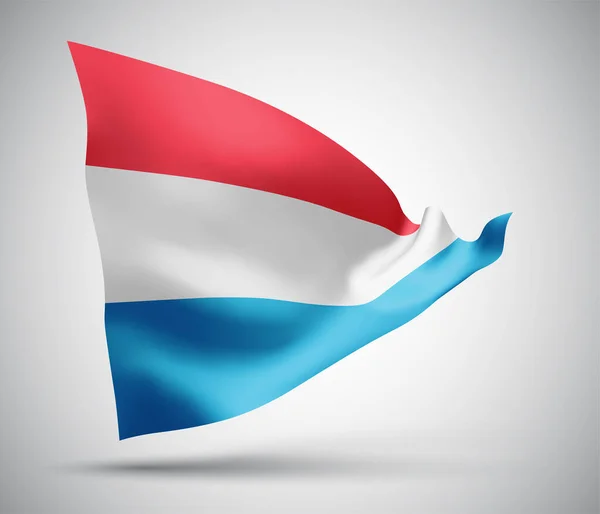 Lüksemburg Beyaz Zemin Üzerinde Rüzgarda Dalgalanan Dalgalar Kıvrımlı Vektör Bayrağı — Stok Vektör