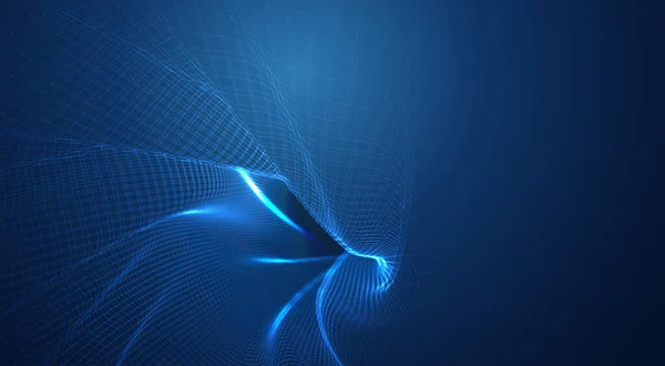 Fond Bleu Vectoriel Maille Polygonale Courbes Vagues Écoulements — Image vectorielle