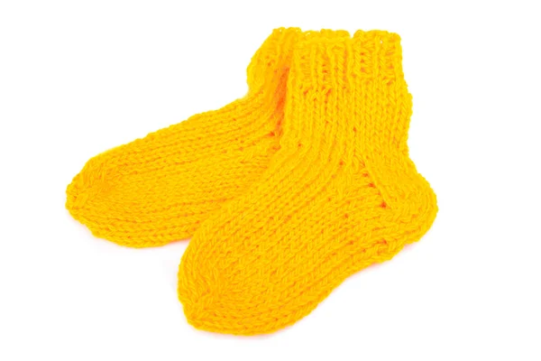 Kleurrijke wollen sokken geïsoleerd op wit — Stockfoto