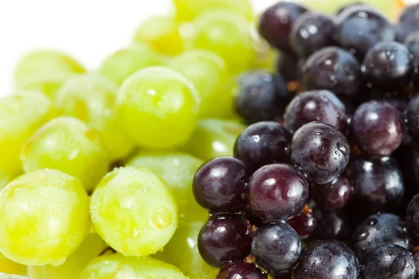 Close up shot of green and black grapes — Stock Photo, Image