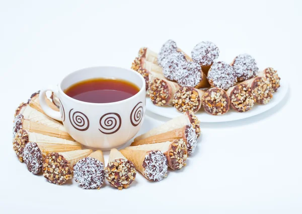 Cup of tea with icecream look like cookies. — Stock Photo, Image