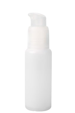 Beyaz plastik şişe izole edilmiş.