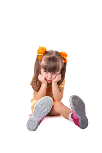 Beauty baby girl in shoes. — Stock Photo, Image