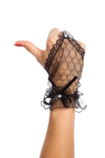 Guantes de encaje negro mujer . — Foto de Stock