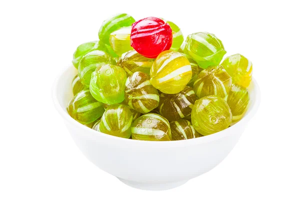 Ball shaped candy in bowl — Stock Photo, Image