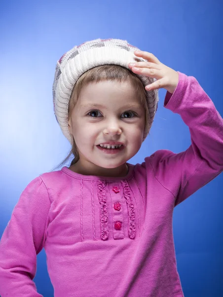 Adorable baby girl in winter hat Royalty Free Stock Images