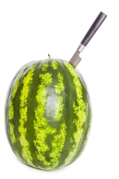 Elszigetelt görögdinnye késsel — Stock Fotó