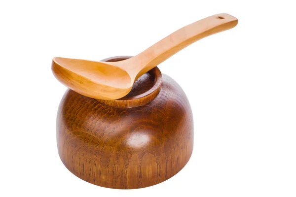 Drewniane miski i łyżka — Zdjęcie stockowe