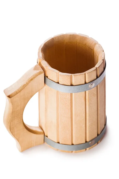 Wooden mug isolated on white — Stock Photo, Image