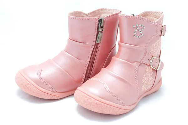 Botas de criança rosa — Fotografia de Stock